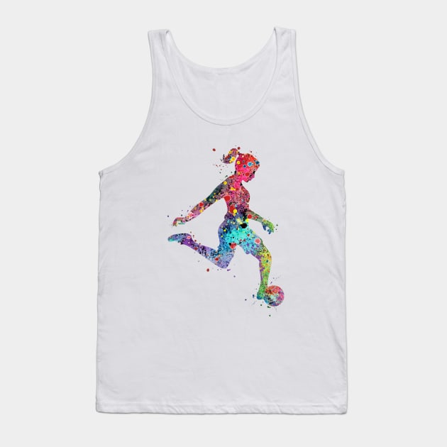 Soccer Girl Watercolor Painting Art Print Gifts Tank Top by LotusGifts